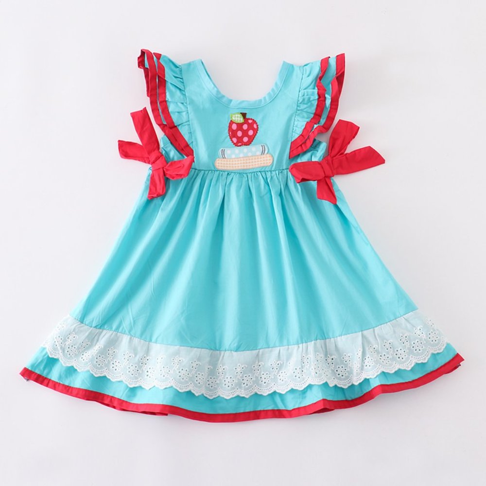 Boutique Apple Books Girls Back to School Ruffle Dress - Picture 1 of 7